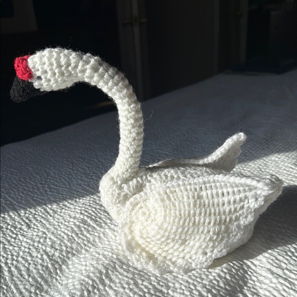 Handcrafted White Swan Bird Toy